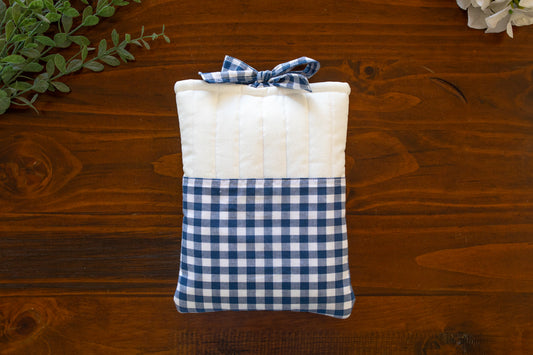 Navy Gingham Book Sleeve