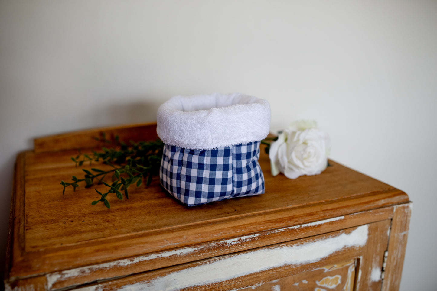 Navy Gingham Bucket